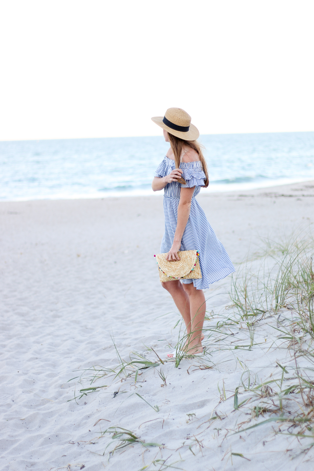 Striped off-the-shoulder dress