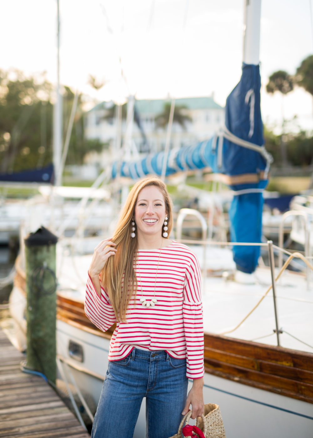 A Classic Striped Look for Fall, Wearing Wide Leg Pants + Striped Top | Sunshine Style