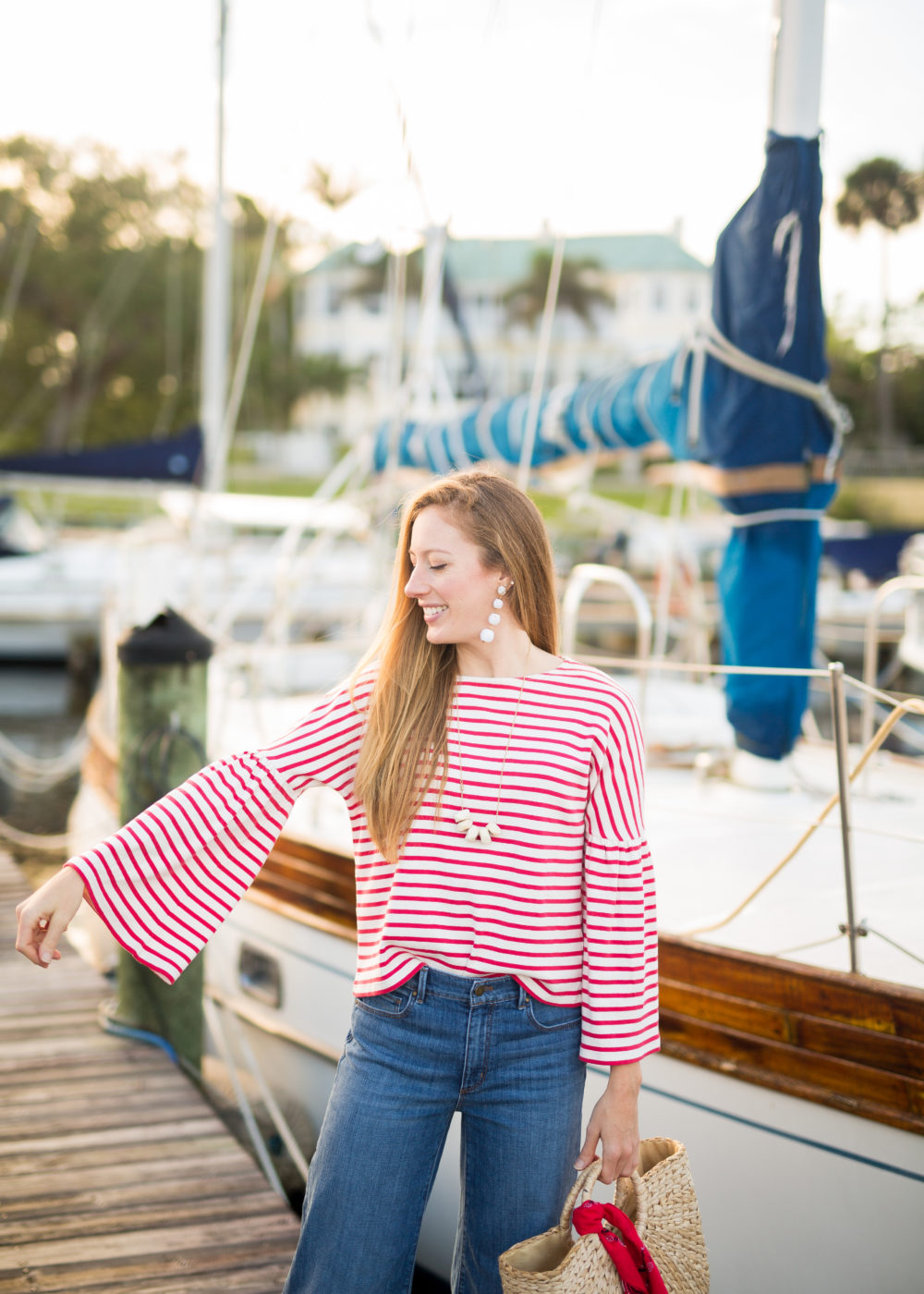 A Classic Striped Look for Fall, Wearing Wide Leg Pants + Striped Top | Sunshine Style