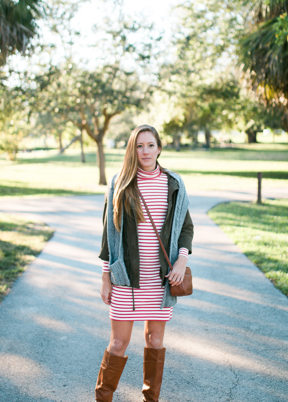 striped turtleneck dress