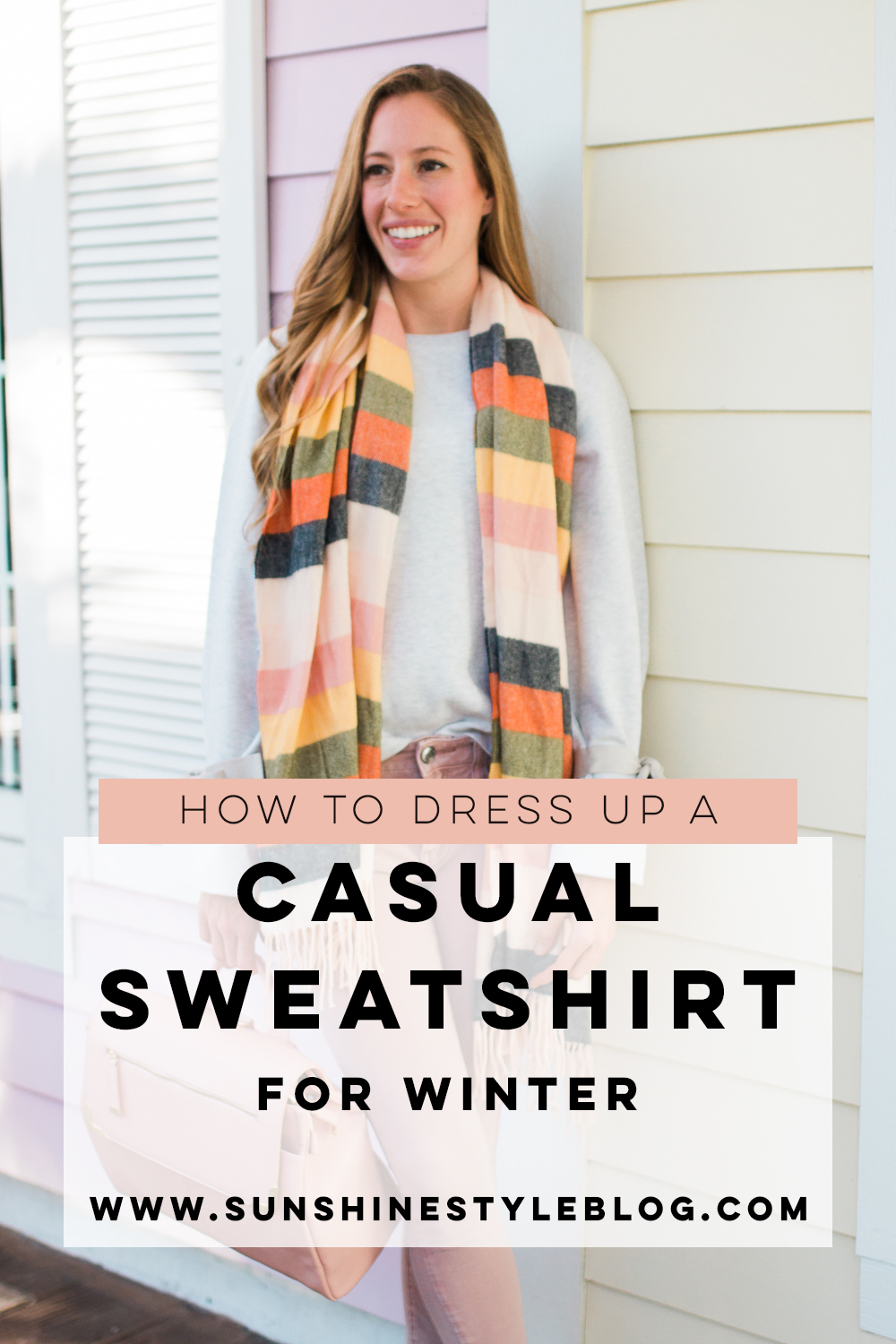 How to Dress Up a Casual Sweatshirt for Winter + 10 Beautiful Scarves Under $50
