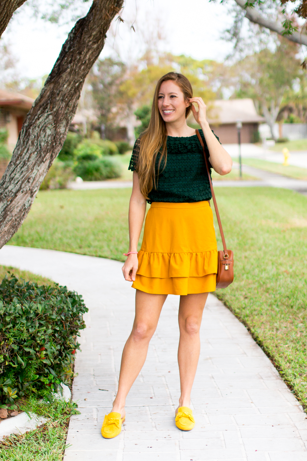 Mustard and cheap grey outfit