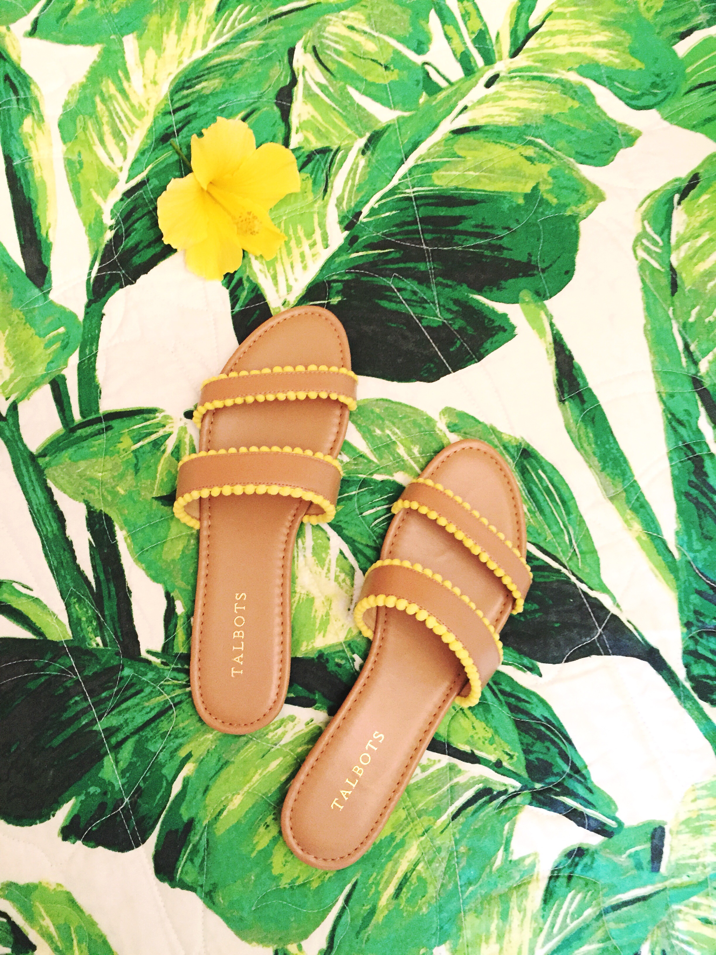 Talbots Yellow Pom Pom Sandal for Summer