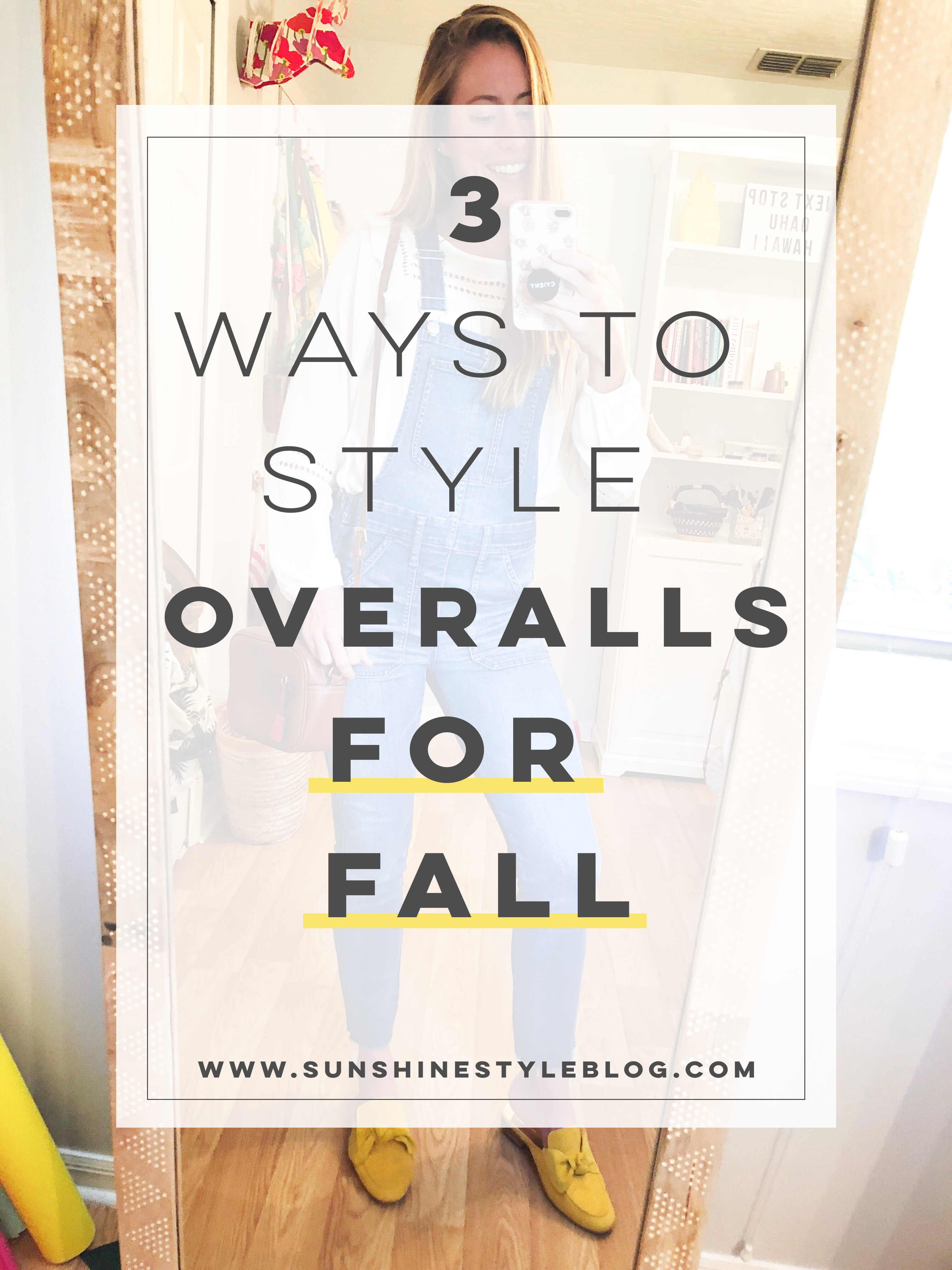 3 Ways to Style Madewell Overalls for Fall - Striped Top, Colored Sweater and a Blouse | Sunshine Style