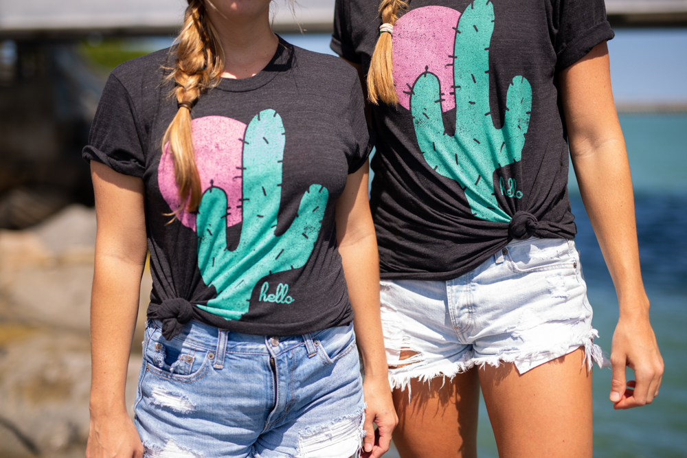 Fun in the Sun with Hello Apparel | Hello Apparel Cactus T-Shirt | Beach Day Outfit Inspiration | What to Wear to the Beach | How to Style Denim Shorts | American Eagle Jean Shorts - Sunshine Style