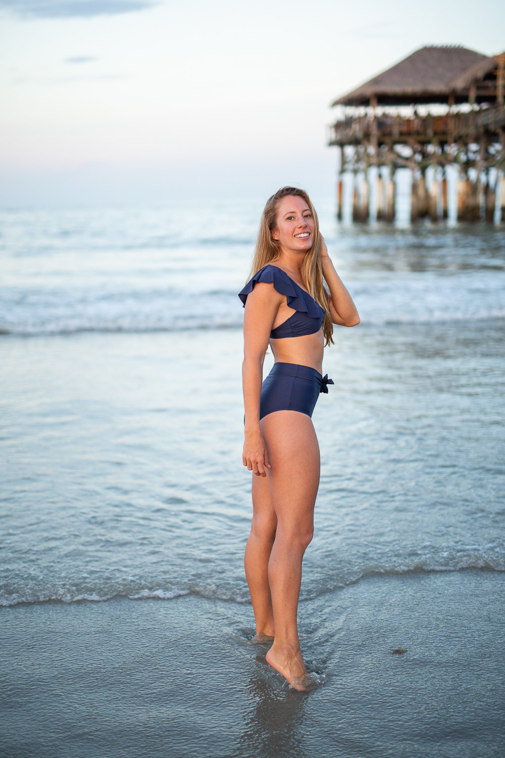 Navy High Waist Swimsuit for Summer / Naurical Inspired High Waist Swimsuit / Summer swimsuit styles / summer bikini / classic swimsuit / coastal swimsuit / Affordable Swimsuits - Sunshine Style
