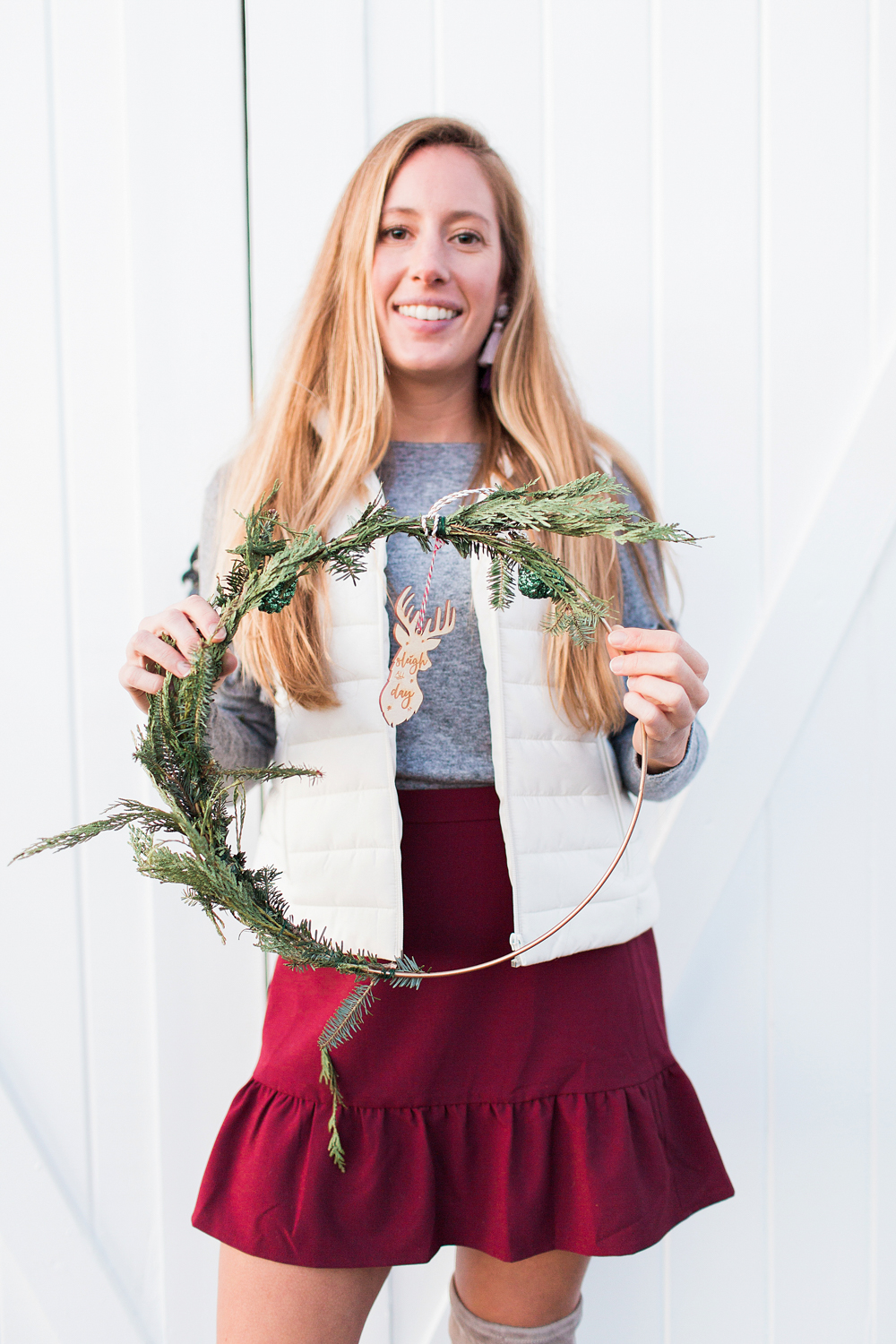 How to Make a Christmas Wreath | Space Coast Florida Sterling Stables | Winter Outfit Inspiration | Central Florida Blogger Meetup