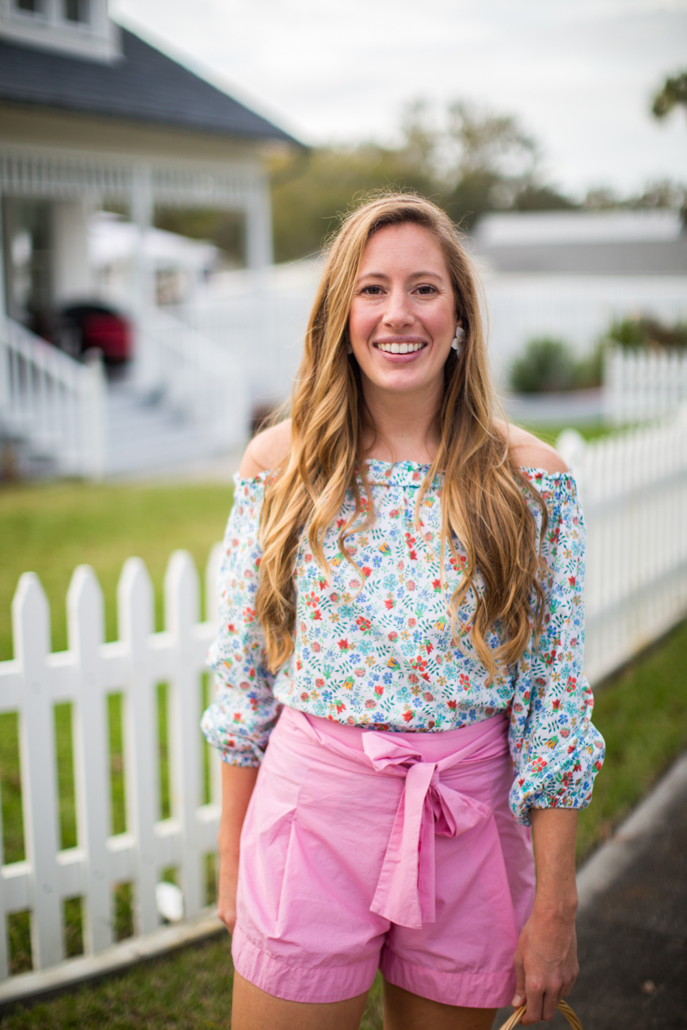 Pink Shorts with a Bow and Striped Top - Central Florida Chic