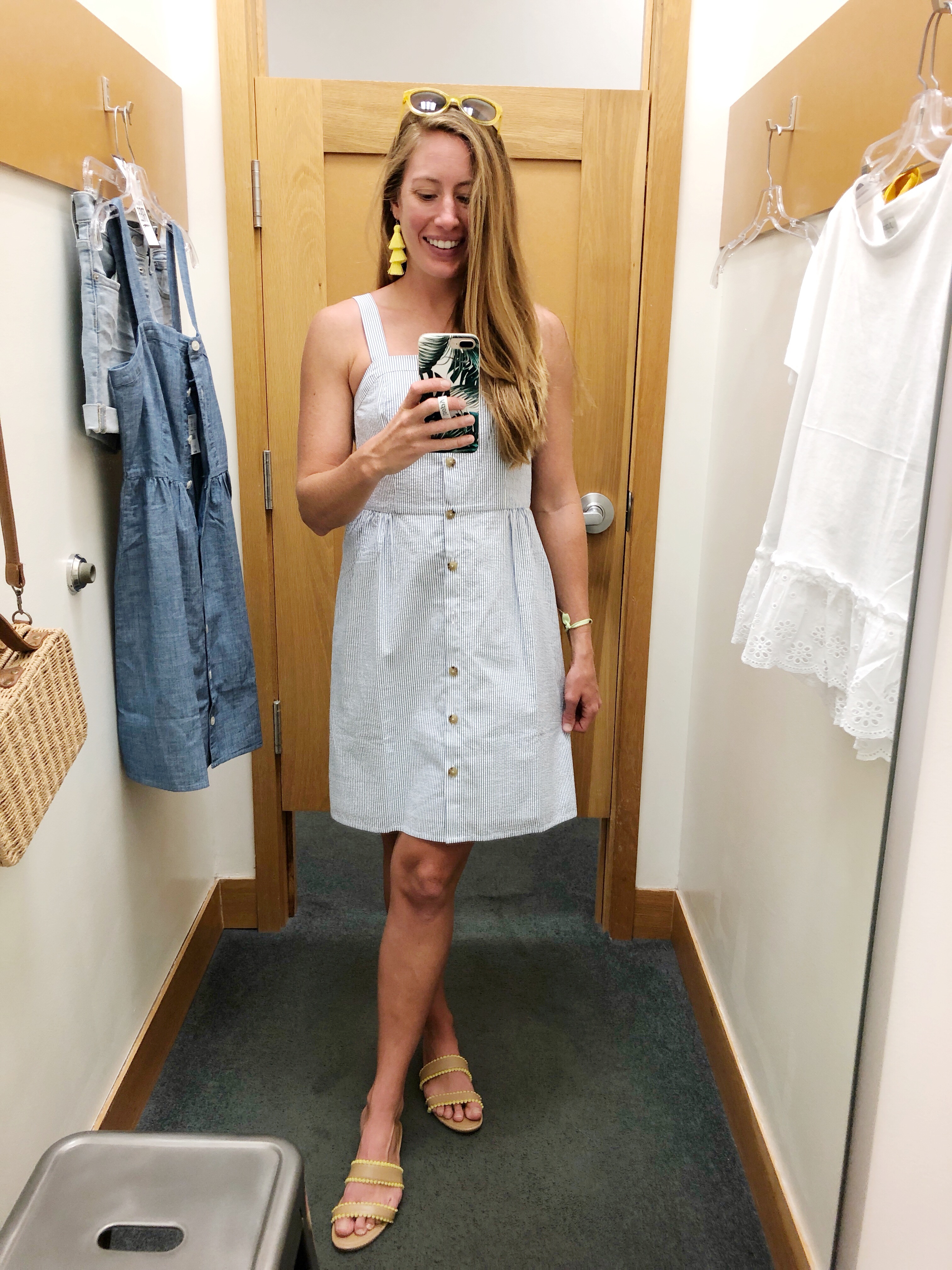 Seersucker Button Up Dress J.Crew Factory / Sunshine Style - A Florida Fashion Blog