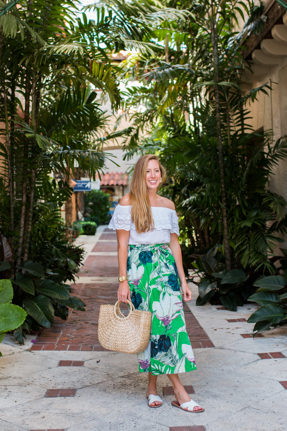 A Tropical Midi Skirt to Wear in Palm Beach Florida