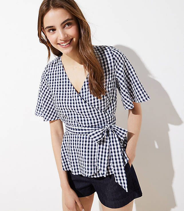 LOFT Gingham Wrap Top - Sunshine Style