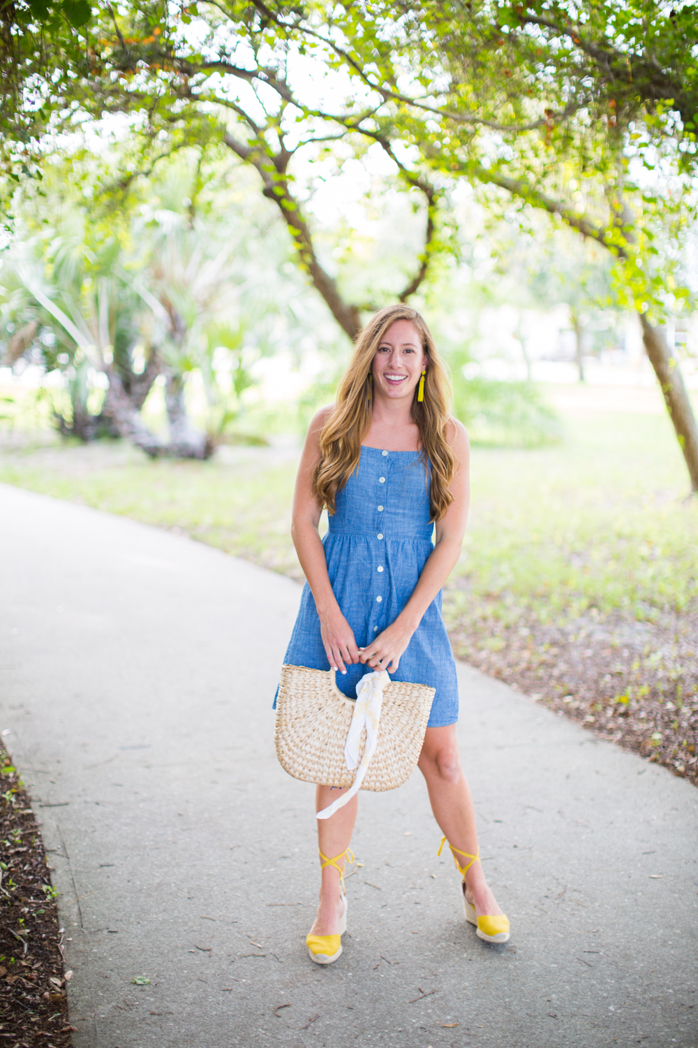 Chill Style Blue Chambray Button-Front Romper