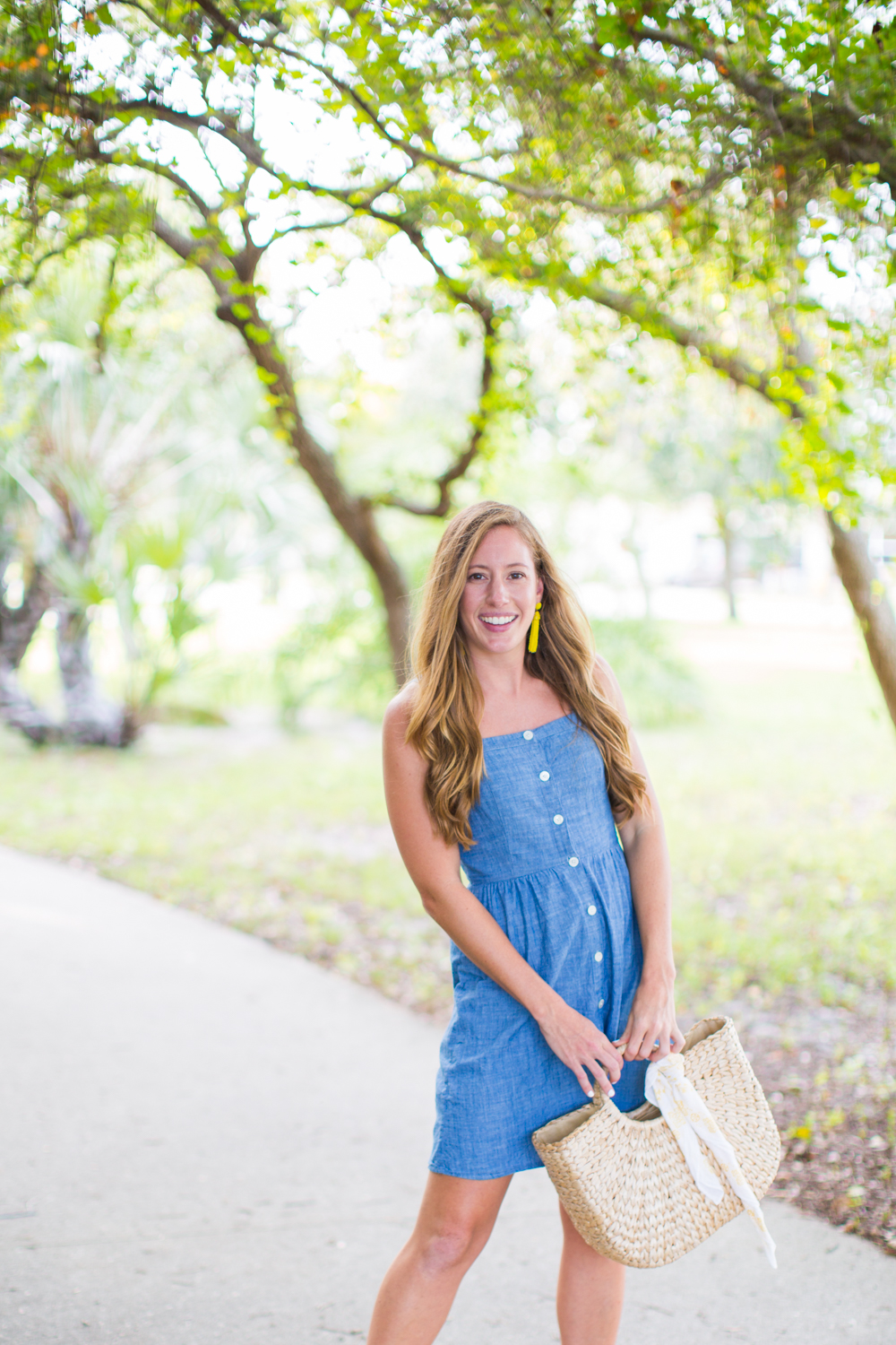 Chambray button outlet dress