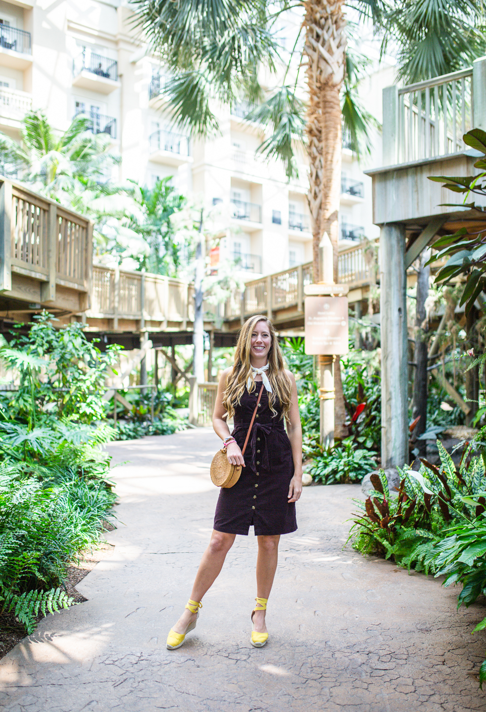 Recap of Gaylord Palms Orlando, Florida Day Trip + What I Wore / Corduroy Button Up Dress / Travel Outfit Inspiration - Sunshine Style, Florida Fashion, Travel and Lifestyle Blog