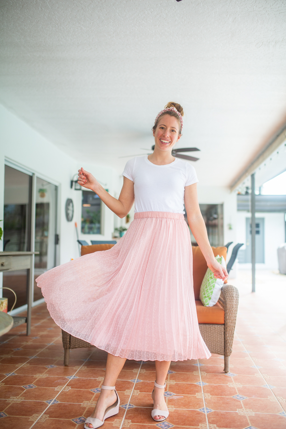 3 Ways to Style a Pleated Skirt / How to Style a Skirt for Spring / Infinitely LOFT Box / How to Wear a Midi Skirt / Casual Spring Outfit / Spring Outfit Inspiration - Sunshine Style, A Florida based Fashion blog by Katie