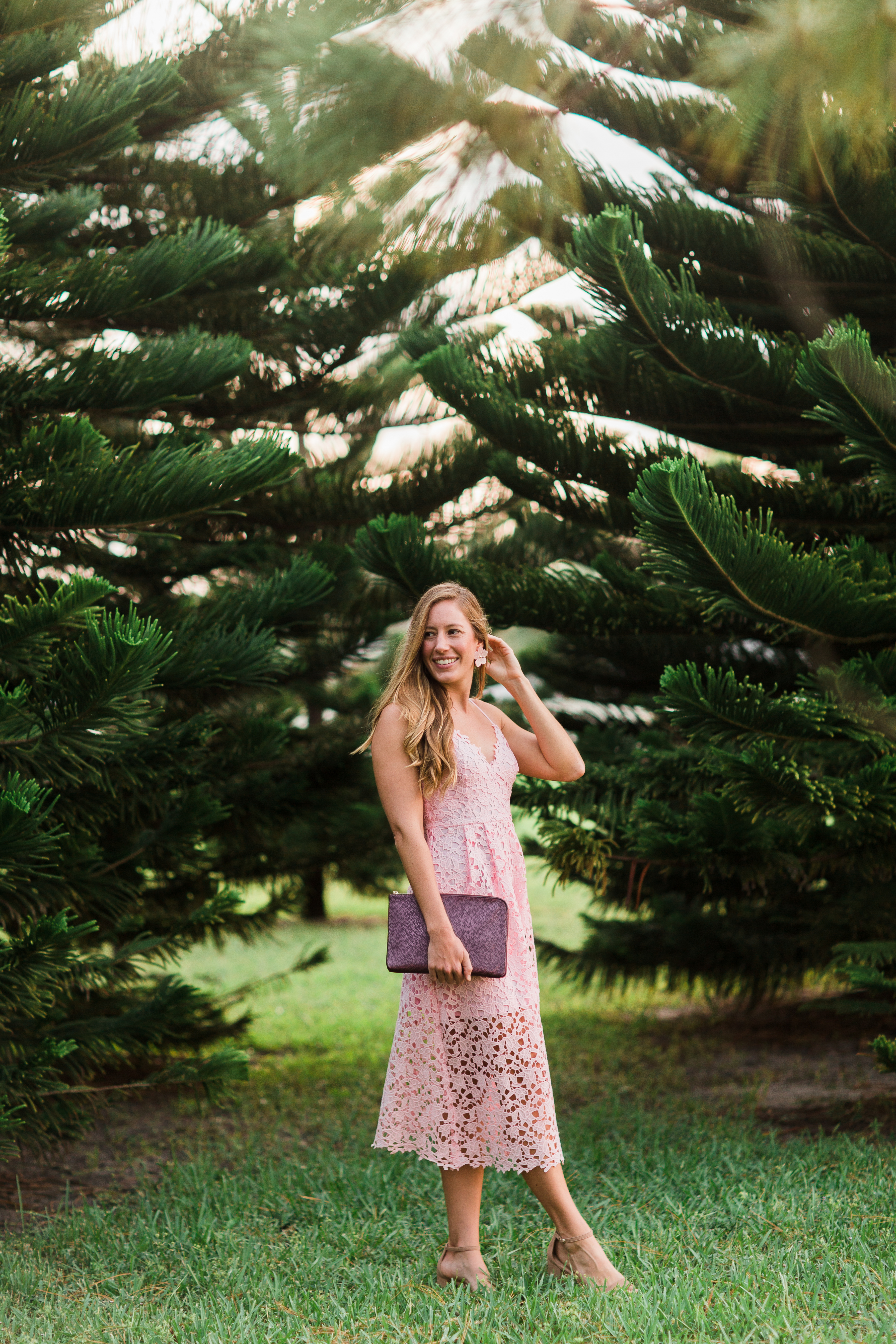 Pink midi shop dress for wedding