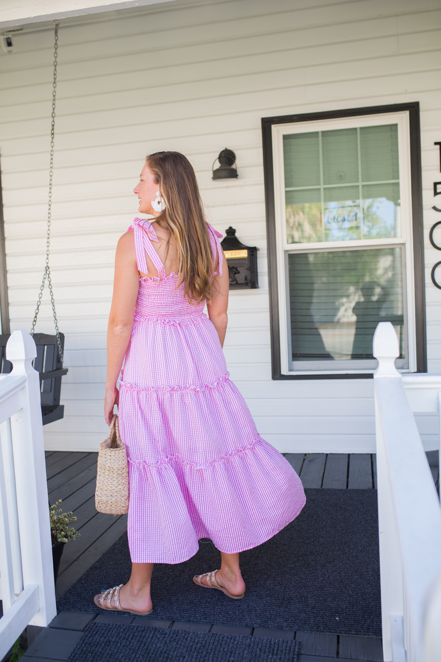 Gingham Tie Strap Dress / Summer Dress Outfits / Preppy Style / Preppy Outfit / TIe Strap Dress / Casual Summer Dresses / Cute Dresses for Summer - Sunshine Style, A Preppy Fashion and Coastal Lifestyle Blog By Katie