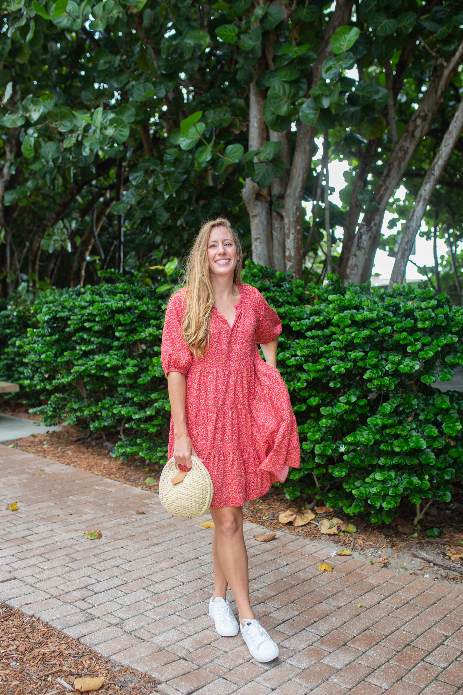 Puff Sleeve Babydoll Dress / How to Style a Dress with Sneakers / Fall Dress / White Sneakers / Fall Outfit Inspiration - Sunshine Style, A Coastal Fashion and Lifestyle Blog