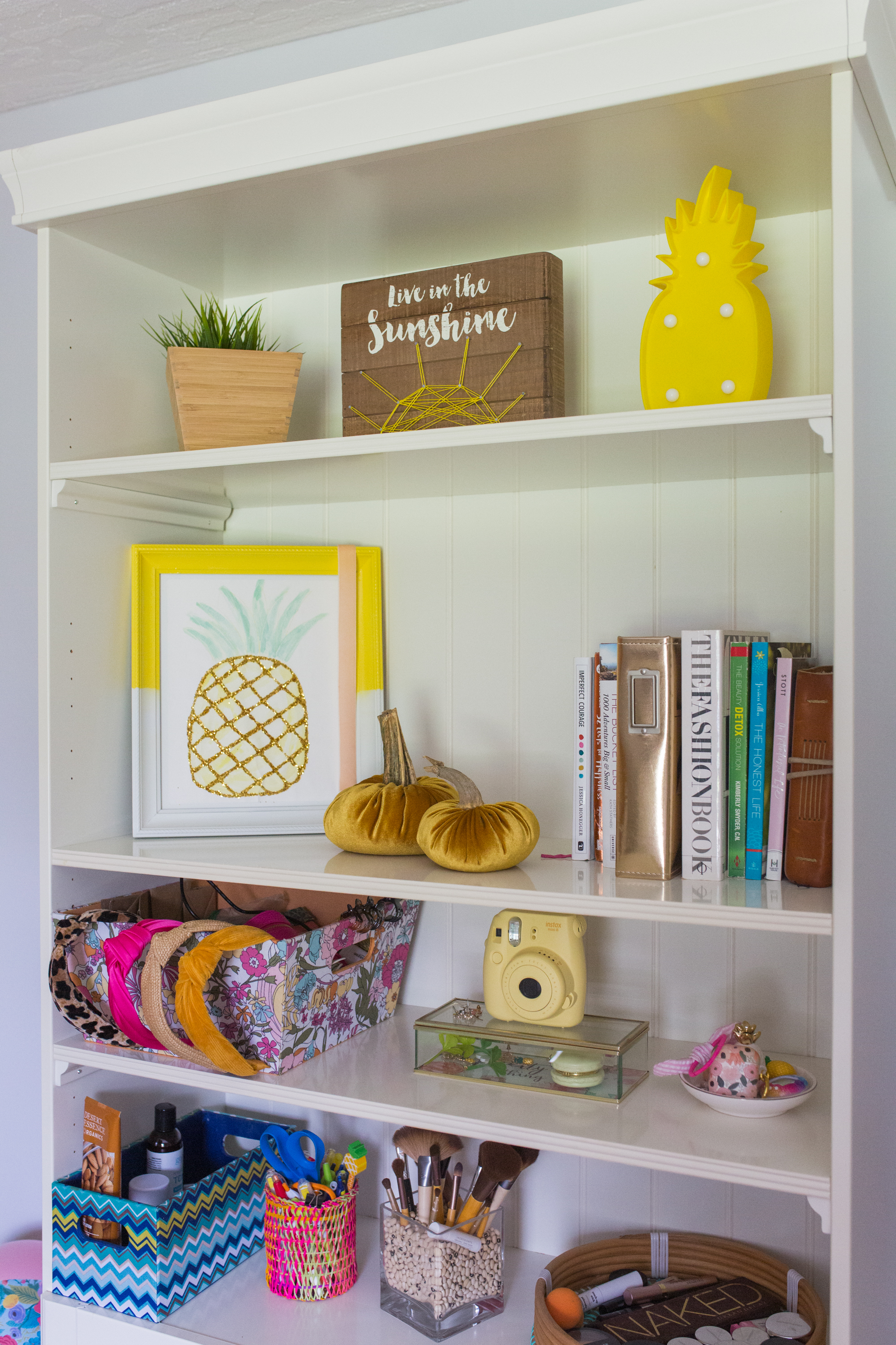 bedroom cabinet with DIY Velvet Pumpkins decoration