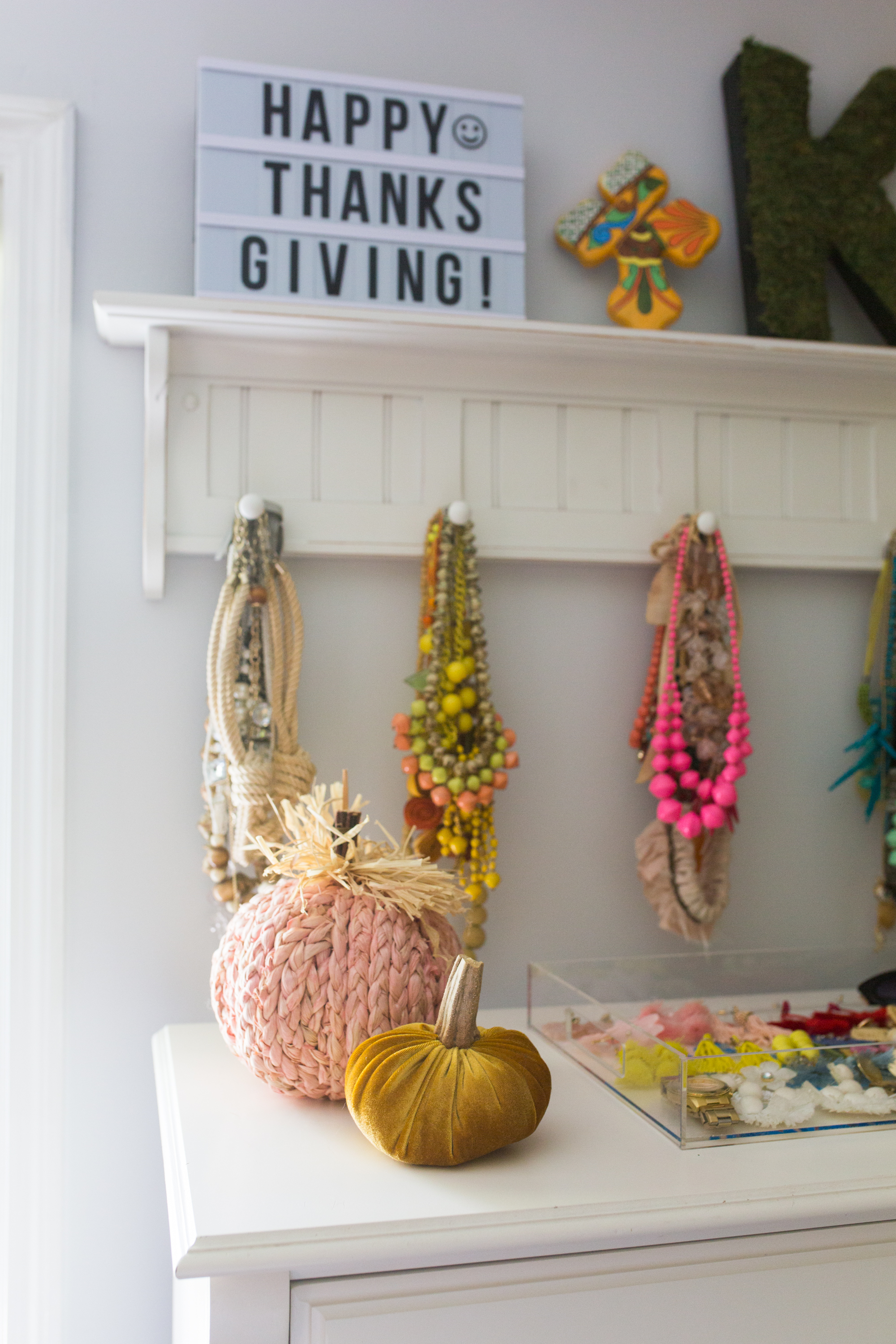 art corner showing DIY Velvet Pumpkins