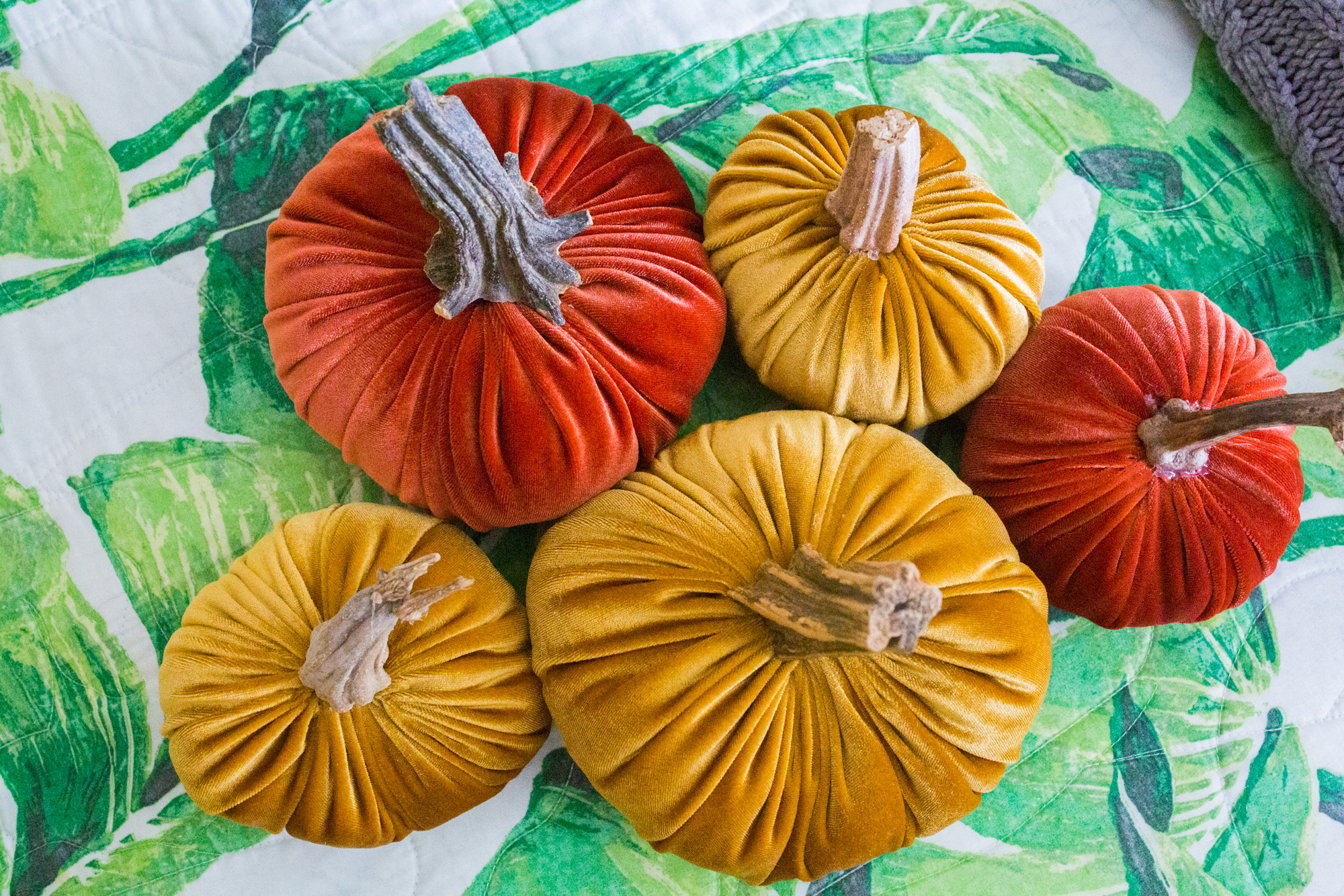 gold and orange DIY Velvet Pumpkins