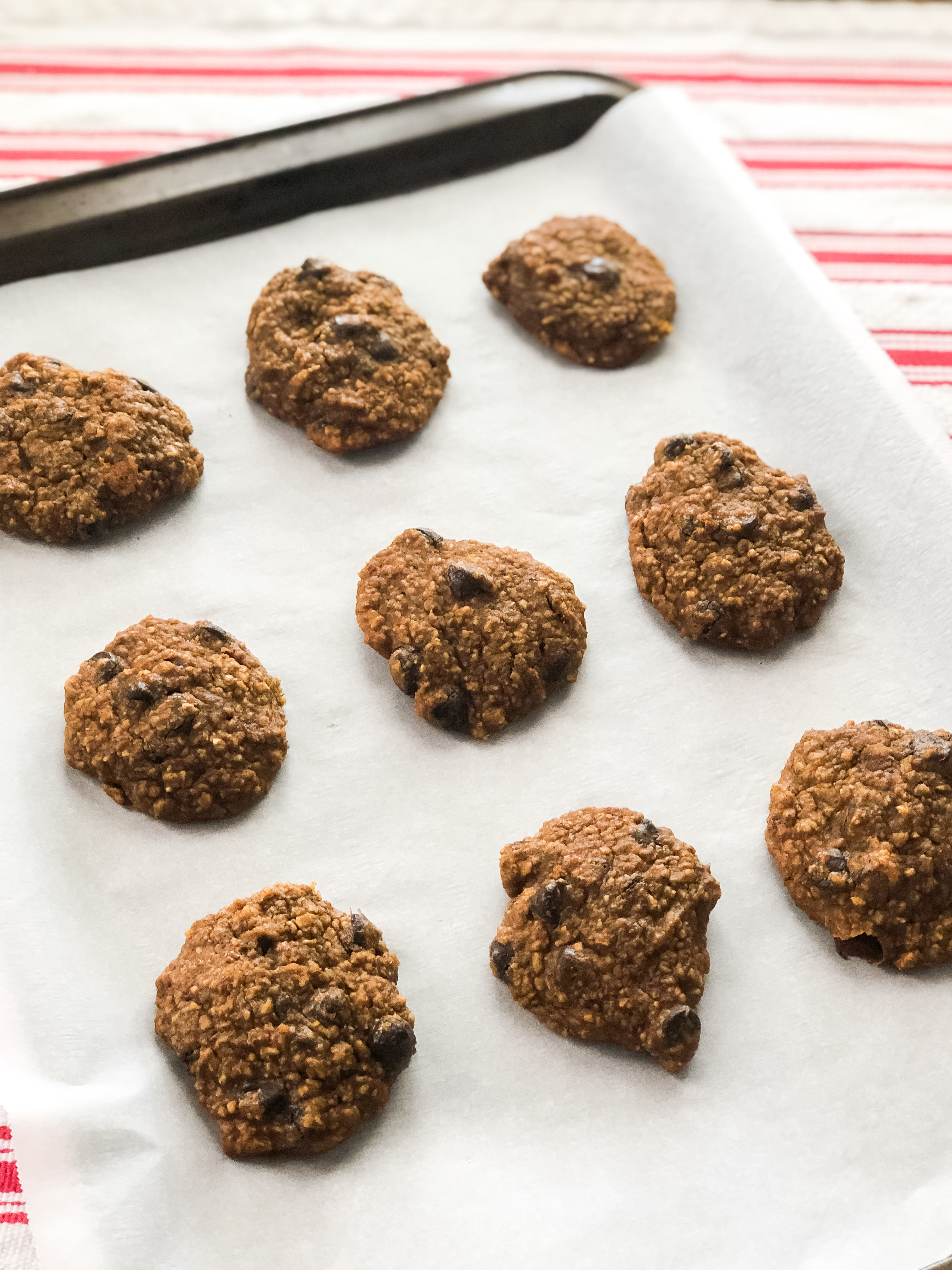 top view of uncooked cookies in a pan from Pumpkin Cookie Recipe