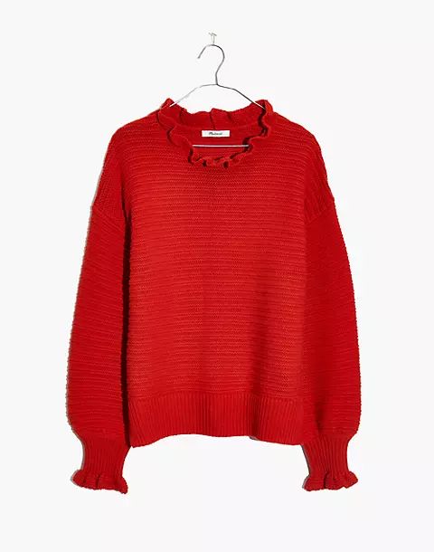Ruffle Neck Red Sweater