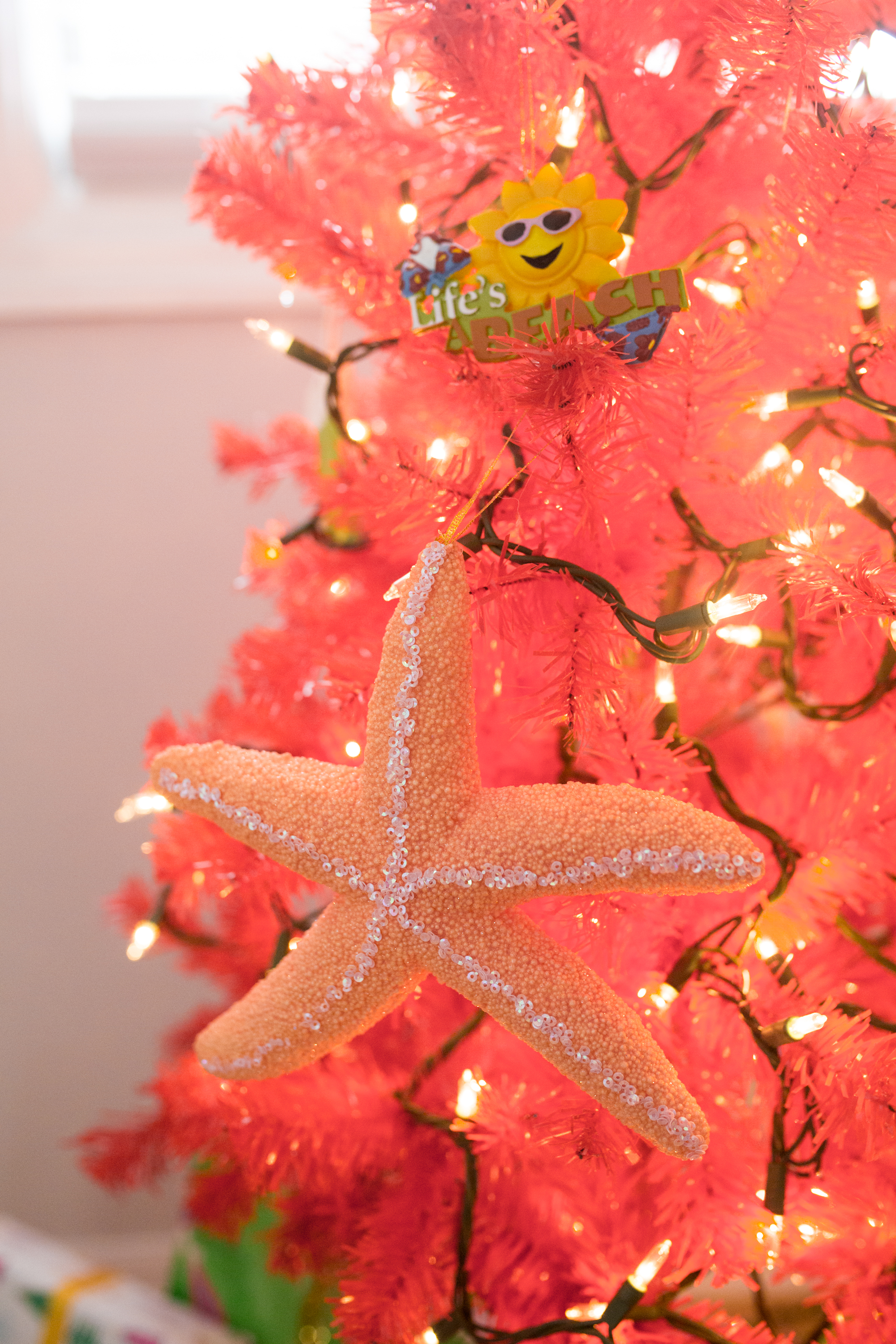 pink Non-Traditional Tropical Christmas Decoration tree 