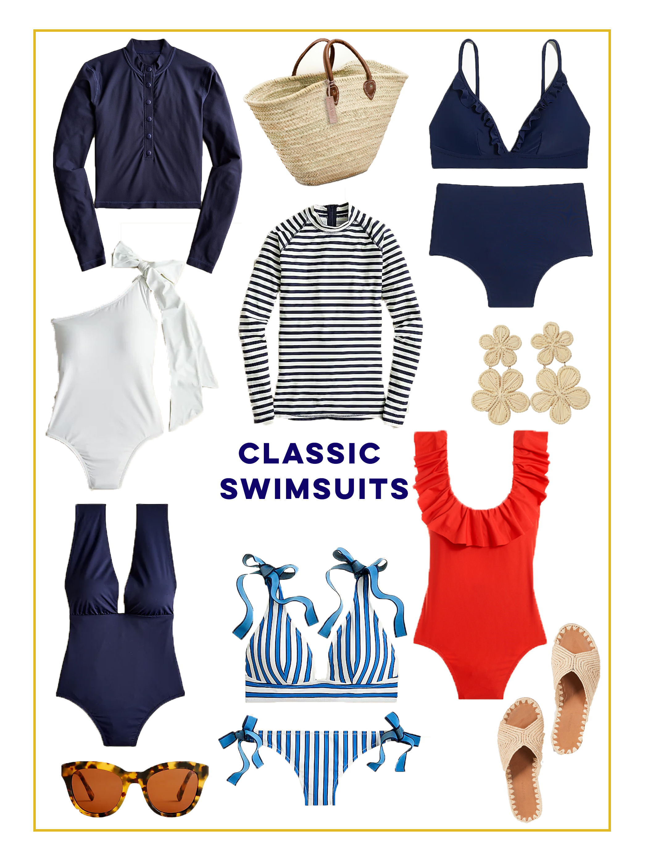 collage of Classic J.Crew Swimsuits