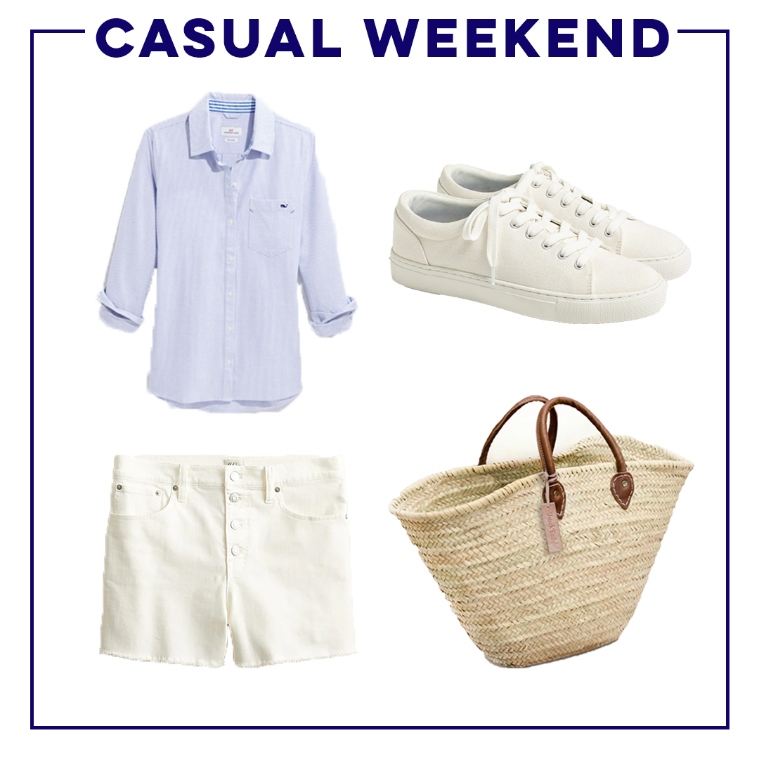 collage of casual weekend Warm-Weather Classic Wardrobe