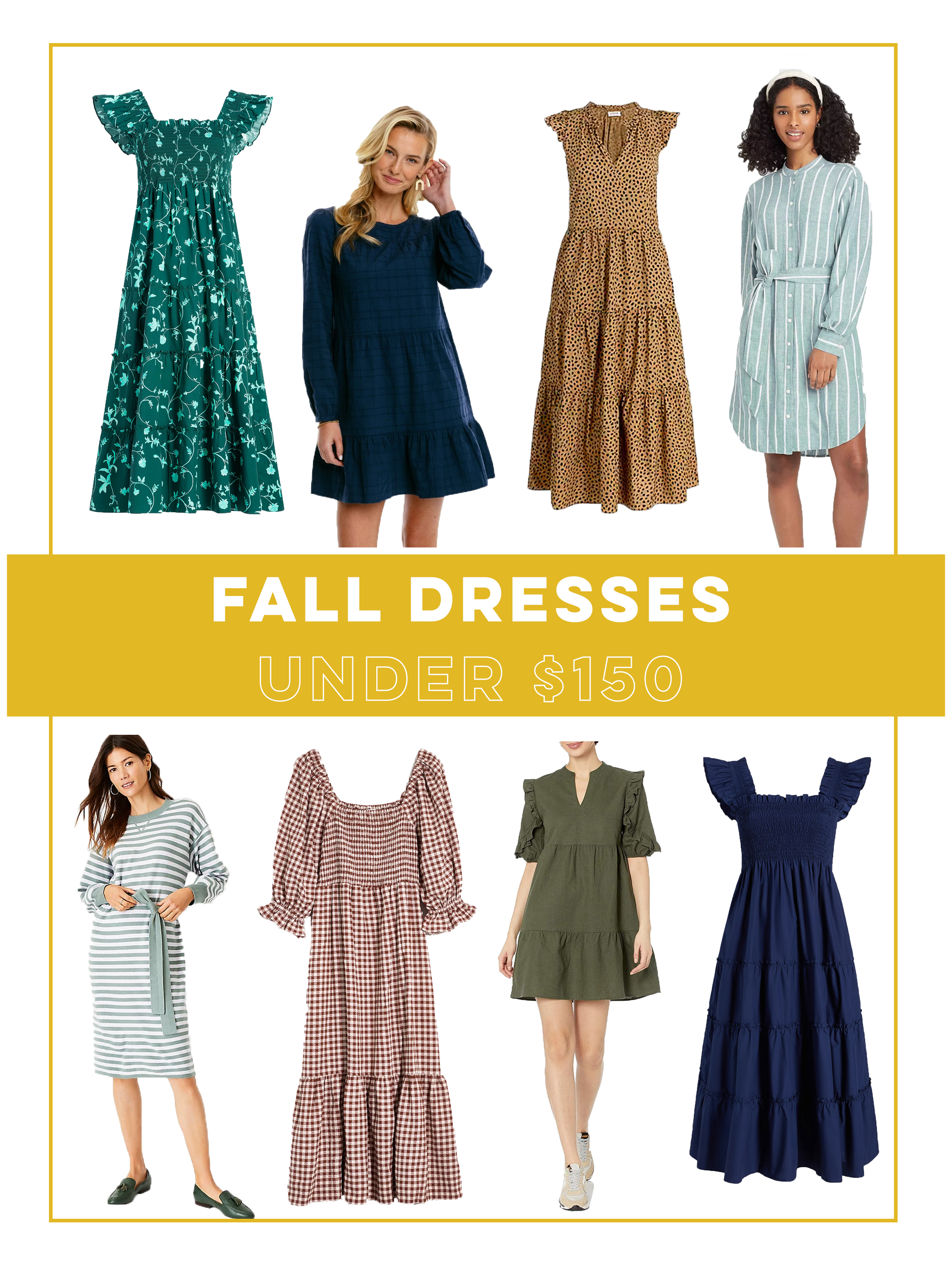 collage of Fall Dresses Under 150