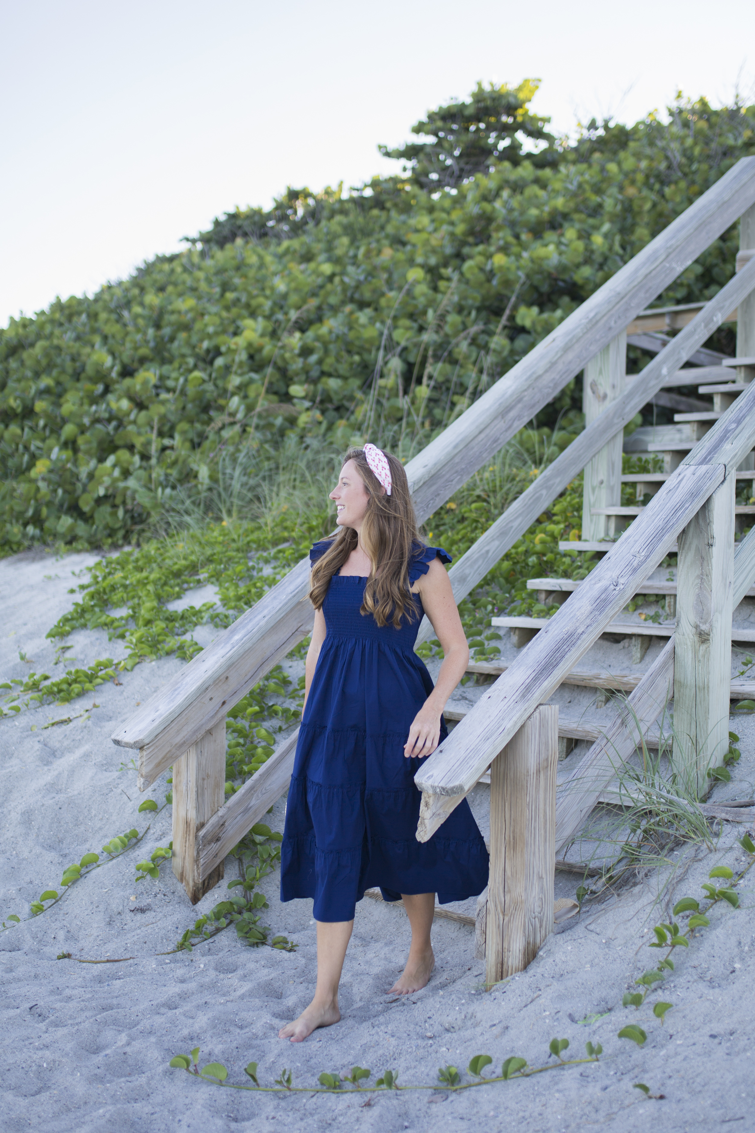 woman at the beach in blue dress for My Sunny List No. 8