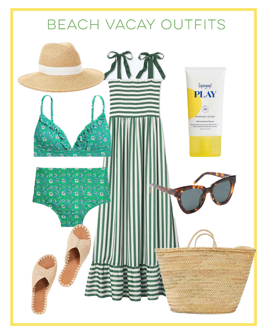 beach vacay outfit in green 