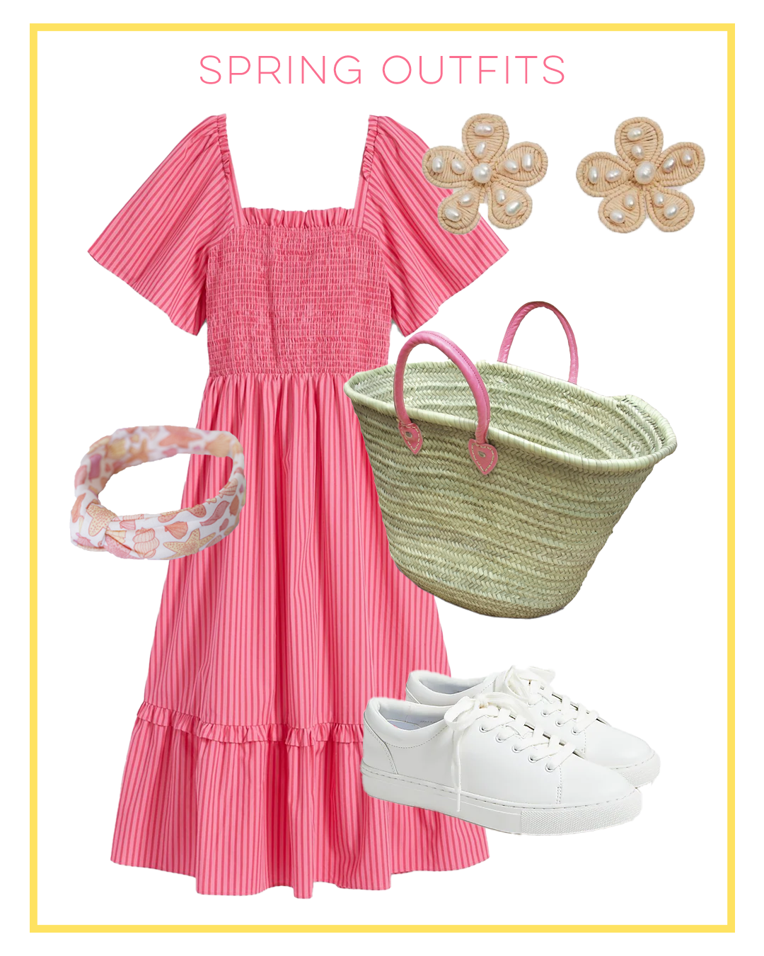 Spring Dress Outfit Ideas with pink dress
