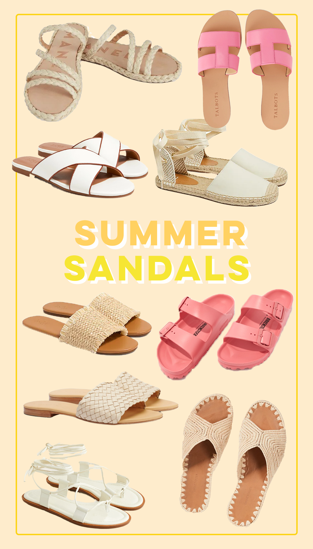 collage of Spring and Summer Sandals