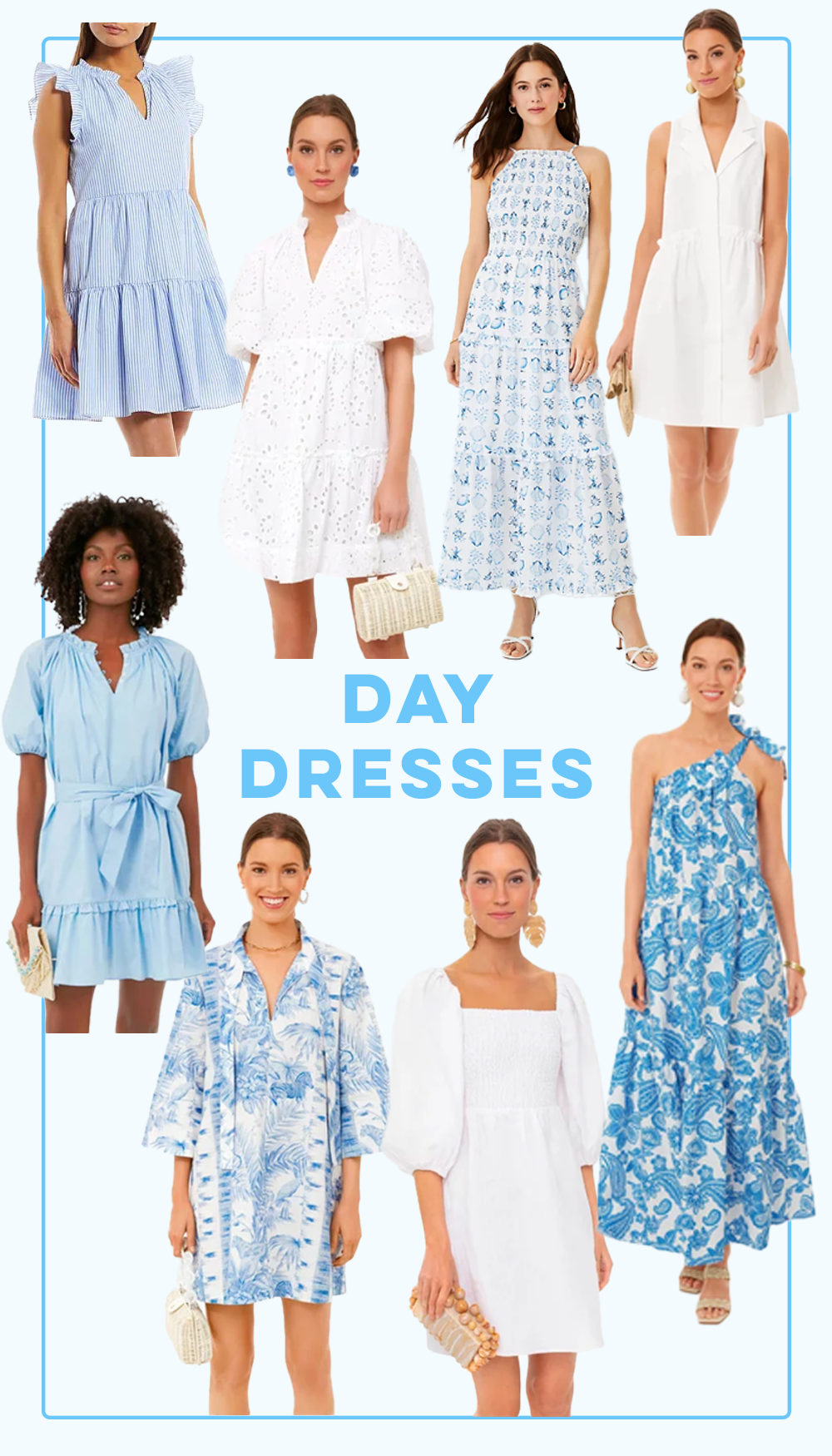Blue and White Summer Day Dresses Under $200